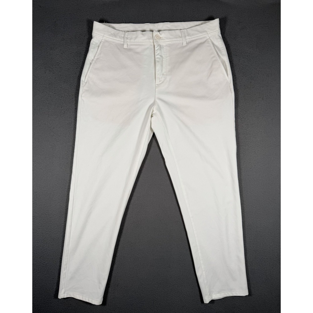 Zara Man Straight Fit Pleated Chino Pants Oyster White Mens Size 44 EUR 34 US
